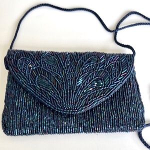 Vintage Morgan Taylor Blue Beaded  Evening Bag